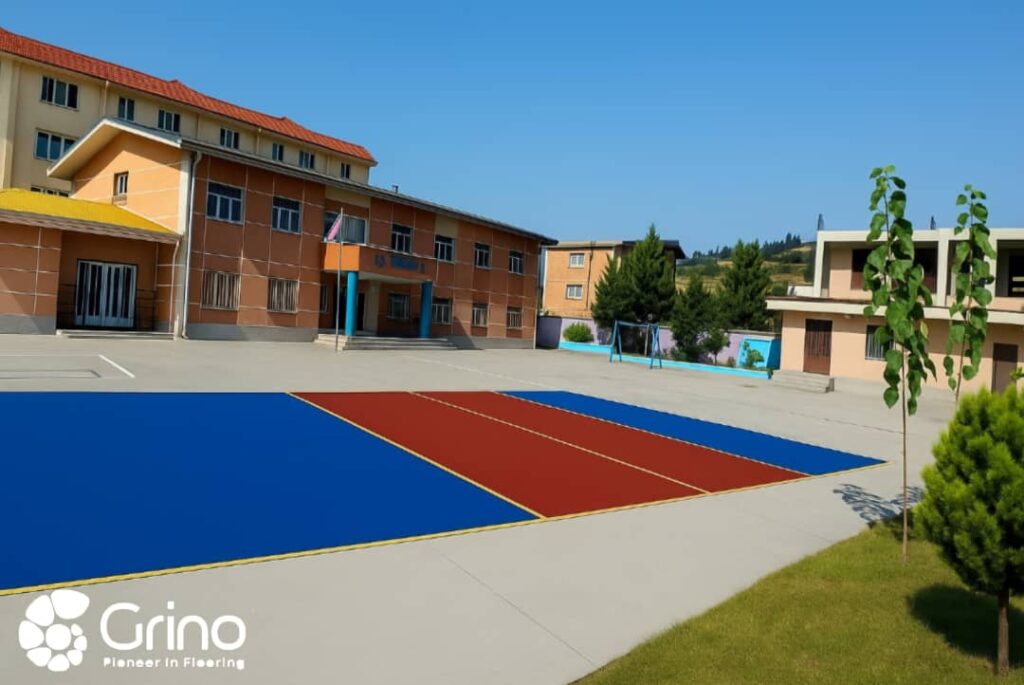 نمونه کار کفپوش گرانولی درجاریز در مدرسه دباغیان